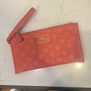Emma Fox quilted Leather wristlet pink  approx 10” wide 5 1/2” tall